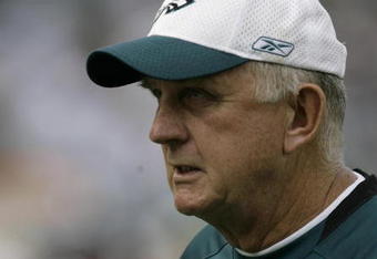 PHILADELPHIA - SEPTEMBER 21: Defensive coordinator Jim Johnson of the Philadelphia Eagles walks off the field during pre-game warmups before their game against the Pittsburgh Steelers on September 21, 2008 at Lincoln Financial Field in Philadelphia, Pennsylvania. (Photo by Chris Gardner/Getty Images)