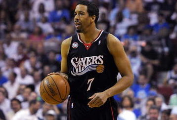 ORLANDO, FL - APRIL 22:  Andre Miller #7 of the Philadelphia 76ers sets up a play against the Orlando Magic in Game Two of the Eastern Conference Quarterfinals during the 2009 NBA Playoffs at Amway Arena April 22, 2009 in Orlando, Florida.   NOTE TO USER: User expressly acknowledges and agrees that, by downloading and/or using this Photograph, user is consenting to the terms and conditions of the Getty Images License Agreement.  (Photo by Sam Greenwood/Getty Images)