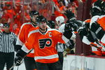 PHILADELPHIA - APRIL 25:  Mike Richards #18 of the Philadelphia Flyers skates against the Pittsburgh Penguins during Game Six of the Eastern Conference Quarterfinal Round of the 2009 NHL Stanley Cup Playoffs  at the Wachovia Center on April 25, 2009 in Philadelphia, Pennsylvania. The Penguins defeated the Flyers 5-3 to win the series 4 games to 2.  (Photo by Jim McIsaac/Getty Images)