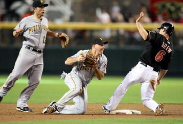 PHOENIX - JULY 25:  Infielder Jack Wilson #2 of the Pittsburgh Pirates bobbles the ball after getting the force out on Stephen Drew #6 of the Arizona Diamondbacks during the first inning of the major league baseball game at Chase Field on July 25, 2009 in Phoenix, Arizona.  (Photo by Christian Petersen/Getty Images)