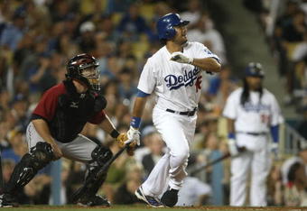 LOS ANGELES, CA - JULY 16:  Andre Ethier #16 of the Los Angeles Dodgers looks on in during the game against the Houston Astros on July 16, 2009 at Dodger Stadium in Los Angeles, California.  (Photo by Stephen Dunn/Getty Images)