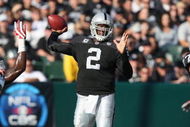 OAKLAND, CA - NOVEMBER 30:  Quarterback  JaMarcus Russell #2 of the Oakland Raiders passes the ball against the Kansas City Chiefs during an NFL game on November 30, 2008 at the Oakland-Alameda County Coliseum in Oakland, California. (Photo by Jed Jacobsohn/Getty Images)