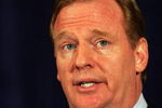 NEW YORK - JULY 27:  NFL Commissioner Roger Goodell answers questions from the media after reinstating Michael Vick on a conditional basis on July 27, 2009 at the InterContinental Hotel in New York City.  (Photo by Mike Stobe/Getty Images)