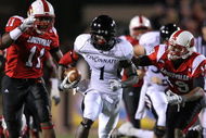 LOUISVILLE, KY - NOVEMBER 14: Mardy Gilyard # 1 of the Cincinnati Bearcats runs for a touchdown during the Big East Conference game against the Louisville Cardinals on November 14, 2008 at  Papa John's Stadium in Louisville, Kentucky.  (Photo by Andy Lyons/Getty Images)