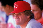 1985:  Pete Rose of the Cincinnati Reds watches from the dug-out during a MLB game in the 1985 season. ( Photo by: Rick Stewart/Getty Images)