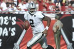 TAMPA, FL - DECEMBER 28: Quarterback JaMarcus Russell #2 of the Oakland Raiders sets to pass against the Tampa Bay Buccaneers at Raymond James Stadium on December 28, 2008 in Tampa, Florida.  (Photo by Al Messerschmidt/Getty Images)