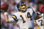28 Sep 1986:  Quarterback Dan Fouts of the San Diego Chargers passes the ball during a game against the Los Angeles Raiders at the Coliseum in Los Angeles, California.  The Raiders won the game, 17-13. Mandatory Credit: Mike Powell  /Allsport