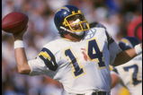 28 Sep 1986:  Quarterback Dan Fouts of the San Diego Chargers passes the ball during a game against the Los Angeles Raiders at the Coliseum in Los Angeles, California.  The Raiders won the game, 17-13. Mandatory Credit: Mike Powell  /Allsport