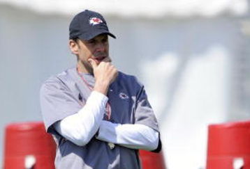 KANSAS CITY, MO - MAY 9:  Head coach Todd Haley of the Kansas City Chiefs looks on during a rookie minicamp at the Chiefs practice facility on May 9, 2009 in Kansas City, Missouri. (Photo by G. Newman Lowrance/Getty Images)