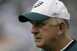 PHILADELPHIA - SEPTEMBER 21: Defensive coordinator Jim Johnson of the Philadelphia Eagles walks off the field during pre-game warmups before their game against the Pittsburgh Steelers on September 21, 2008 at Lincoln Financial Field in Philadelphia, Pennsylvania. (Photo by Chris Gardner/Getty Images)