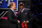 NEW YORK - APRIL 25:  NFL Commissioner Roger Goodell poses with with San Francisco 49ers #10 draft pick Michael Crabtree at Radio City Music Hall for the 2009 NFL Draft on April 25, 2009 in New York City  (Photo by Jeff Zelevansky/Getty Images)