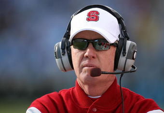CHAPEL HILL, NC - NOVEMBER 22:  Head coach Tom O'Brien of the North Carolina State Wolfpack watches on against the North Carolina Tar Heels during their game at Kenan Stadium on November 22, 2008 in Chapel Hill, North Carolina.  (Photo by Streeter Lecka/Getty Images)