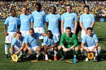 PRETORIA, SOUTH AFRICA - JULY 25:  Manchester City players line up during the final of the 2009 Vodacom Challenge match between Kaizer Chiefs and Manchester City at Loftus Versfeld Stadium on July 25, 2009 in Pretoria, South Africa. (Photo by Lefty Shivambu/Gallo Images/Getty Images)