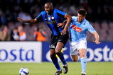 NAPOLI, ITALY - APRIL 26:  German Denis (R) of Napoli challenges Patrick Vieira of Inter during the Serie A match between Napoli and Inter at the Stadio San Paolo on April 26, 2009 in Napoli, Italy.  (Photo by New Press/Getty Images)