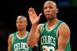LOS ANGELES, CA - JUNE 15:  Sam Cassell #28 of the Boston Celtics reacts as he stands in front of teammate Ray Allen #20 while taking on the Los Angeles Lakers in Game Five of the 2008 NBA Finals on June 15, 2008 at Staples Center in Los Angeles, California. NOTE TO USER: User expressly acknowledges and agrees that, by downloading and/or using this Photograph, user is consenting to the terms and conditions of the Getty Images License Agreement.  (Photo by Lisa Blumenfeld/Getty Images)