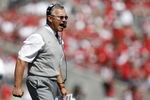 COLUMBUS, OH - SEPTEMBER 20:  Head coach Jim Tressel of the Ohio State Buckeyes yells from the sidelines during the second quarter while playing the Troy Trojans on September 20, 2008 at Ohio Stadium in Columbus, Ohio.  (Photo by Gregory Shamus/Getty Images)
