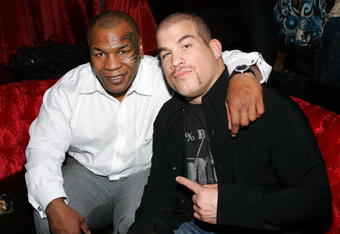 LAS VEGAS - JANUARY 26: Former boxer Mike Tyson (L) and mixed martial arts fighter Tito Ortiz appear at the CatHouse at the Luxor Resort & Casino during Ortiz' birthday party hosted by his girlfriend, former adult film actress Jenna Jameson, early January 26, 2008 in Las Vegas, Nevada. Ortiz turned 33 on January 23rd. (Photo by Ethan Miller/Getty Images)