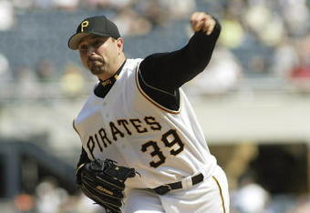 PITTSBURGH - APRIL 6:  John Grabow #39  of the Pittsburgh Pirates pitches against the Milwaukee Brewers April 6, 2005 at PNC Park in Pittsburgh, Pennsylvania. The Brewers won, 10-2.  (Photo by Rick Stewart/Getty Images)