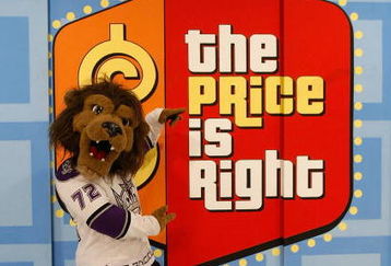 LOS ANGELES - SEPTEMBER 9:  Los Angeles Kings mascot Bailey appears on 'The Price Is Right' at CBS Television Studios September 9, 2008 in Los Angeles, California.  (Photo by Michael Buckner/Getty Images)