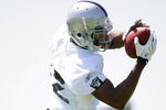 ALAMEDA, CA - MAY 08:  Darrius Heyward-Bey #12 of the Oakland Raiders runs drills during the Raiders minicamp at the team's permanent training facility on May 8, 2009 in Alameda, California.  (Photo by Ezra Shaw/Getty Images)