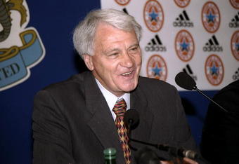 2 Sep 1999:  Bobby Robson is announced as the new Newcastle United manager at a press conference at St James Park in Newcastle, England.  \ Mandatory Credit: Allsport UK /Allsport