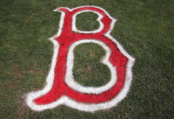 FT MYERS, FL - MARCH 11:  The Boston logo is seen painted on the field before the Boston Red Sox Spring Tranining game against the Baltimore Orioles on March 11, 2007 at City Of Palm Park in Ft Myers, Florida.  The Orioles won 5-3.  (Photo by Carlo Allegri/Getty Images)