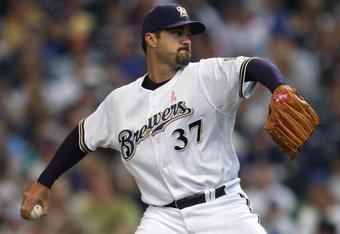 MILWAUKEE - MAY 10: Starting pitcher Jeff Suppan #37 of the Milwaukee Brewers delivers the ball against the Chicago Cubs on May 10, 2009 at Miller Park in Milwaukee, Wisconsin. The Cubs defeated the Brewers 4-2. (Photo by Jonathan Daniel/Getty Images)