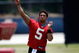 TAMPA, FL - MAY 01: Quarterback Josh Freeman #5 of the Tampa Bay Buccaneers throws a pass during the Buccaneers Rookie Minicamp at One Buccaneer Place on May 1, 2009 in Tampa, Florida. (Photo by J. Meric/Getty Images)