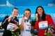 ROME - JULY 31:  Annamay Pierse of Canada (L) celebrates the silver medal, Nadja Higl of Serbia (C) the gold medal and Mirna Jukic of Austria the bronze medal during the medal ceremony for the Women's 200m Breaststroke Final during the 13th FINA World Championships at the Stadio del Nuoto on July 31, 2009 in Rome, Italy.  (Photo by Clive Rose/Getty Images)