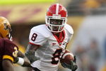 TEMPE, AZ - SEPTEMBER 20:  Wide receiver A.J. Green #8 of the Georgia Bulldogs carries the ball against the Arizona State Sun Devils on September 20, 2008 at Sun Devil Stadium in Tempe, Arizona.  (Photo by Stephen Dunn/Getty Images)