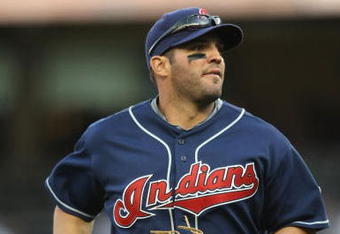 NEW YORK - APRIL 18:  Ryan Garko #25 of the Cleveland Indians in the field against the New York Yankees at Yankee Stadium on April 18, 2009 in the Bronx borough of New York City.  (Photo by Nick Laham/Getty Images)
