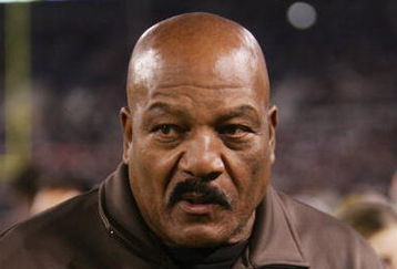 BALTIMORE - NOVEMBER 7:  Cleveland Browns Hall of Famer Jim Brown looks on as the Browns play the Baltimore Ravens at M&T Bank Stadium on November 7, 2004 in Baltimore, Maryland. The Ravens defeated the Browns 27-13.  (Photo by Doug Pensinger/Getty Images)