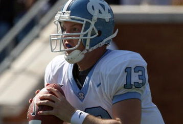 WINSTON SALEM, NC - OCTOBER 27: T.J.Yates #13 of the University of North Carolina Tar Heels during the ACC game at the Groves Stadium, on October 27, 2007 in Winston Salem,North Carolina.  (Photo by David Cannon/Getty Images)