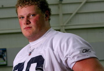 ORCHARD PARK, NY - MAY 01:  Eric Wood #70, 2009 first round draft pick of the Buffalo Bills  poses during Buffalo Bills minicamp at the Buffalo Bills Fieldhouse on May 1, 2009 in Orchard Park, New York.  (Photo by Rick Stewart/Getty Images)