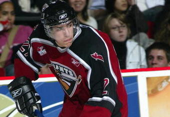 VANCOUVER, CANADA - OCTOBER 26:  Milan Lucic #27 of the Vancouver Giants skates against the Tri-City Americans during their WHL game on October 26, 2005 at the Pacific Coliseum in Vancouver, British Colombia, Canada.  The Giants defeated the Americans 6-2. (Photo by Chris Relke/Getty Images)