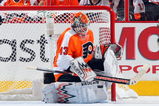 PHILADELPHIA - APRIL 25:  Martin Biron #43 of the Philadelphia Flyers skates against the Pittsburgh Penguins during Game Six of the Eastern Conference Quarterfinal Round of the 2009 NHL Stanley Cup Playoffs  at the Wachovia Center on April 25, 2009 in Philadelphia, Pennsylvania. The Penguins defeated the Flyers 5-3 to win the series 4 games to 2.  (Photo by Jim McIsaac/Getty Images)