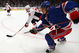 NEW YORK - APRIL 22: Nikolai Zherdev #13 of the New York Rangers skates against David Steckel #39 of the Washington Capitals during Game Four of the Eastern Conference Quarterfinal Round of the 2009 NHL Stanley Cup Playoffs on April 22, 2008 at Madison Square Garden in New York City. (Photo by Jim McIsaac/Getty Images)