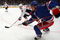 NEW YORK - APRIL 22:  Nikolai Zherdev #13 of the New York Rangers skates against David Steckel #39 of the Washington Capitals during Game Four of the Eastern Conference Quarterfinal Round of the 2009 NHL Stanley Cup Playoffs on April 22, 2008 at Madison Square Garden in New York City.  (Photo by Jim McIsaac/Getty Images)