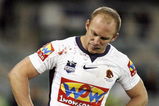 CANBERRA, AUSTRALIA - AUGUST 01:  Darren Lockyer of the Broncos reacts after the Raiders score a try during the round 21 NRL match between the Canberra Raiders and the Brisbane Broncos at Canberra Stadium on August 1, 2009 in Canberra, Australia.  (Photo by Stefan Postles/Getty Images)
