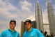 11 November 2001: Nick Heidfeld and Felipe Massa of Sauber Petronas F1 Team pose for photographs at the Garden Park of the Kuala Lumpur Twin Towers during the Sauber Petronas Team Official visits to Kuala Lumpur. DIGITAL IMAGE. Mandatory Credit: StanleyChou/ALLSPORT