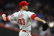 NEW YORK - JUNE 09:  J.A. Happ #43 of the Philadelphia Phillies pitches against the  New York Mets  during their game at Citi Field on June 9, 2009 in the Flushing neighborhood of the Queens borough of New York City.  (Photo by Chris McGrath/Getty Images)