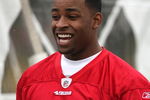 SANTA CLARA, CA - MAY 01:  Michael Crabtree #15 of the San Francisco 49ers looks on at practice during the 49ers Minicamp at their training facilities on May 1, 2009 in Santa Clara, California. Crabtree was the 49ers first round draft pick.  (Photo by Jed Jacobsohn/Getty Images)