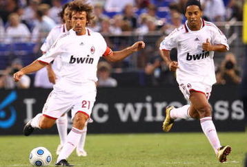 BALTIMORE - JULY 24: Andrea Pirlo #21 of AC Milan passes against Chelsea FC at M & T Bank Stadium on July 24, 2009 in Baltimore, Maryland. (Photo by Ned Dishman/Getty Images)