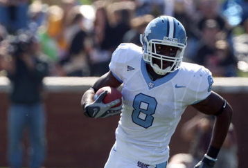WINSTON SALEM, NC - OCTOBER 27:  Wide receiver Greg Little #8 of the University of North Carolina Tar Heels during the ACC game at the Groves Stadium, on October 27, 2007 in Winston Salem,North Carolina.  (Photo by David Cannon/Getty Images)