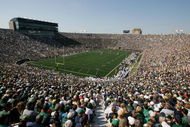 SOUTH BEND, IN - SEPTEMBER 01:  General view of the Notre Dame campus during the game between the Notre Dame Fighting Irish and the Georgia Tech Yellow Jackets on September 1, 2007 at Notre Dame Stadium in South Bend, Indiana. (Photo by Jonathan Daniel/Getty Images)