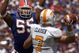 GAINSVILLE, FL - SEPTEMBER 20: Linebacker Channing Crowder #55 of the University of Florida Gators deflects a pass by quarterback Casey Clausen #7 of the University of Tennessee Volunteers during the game at Ben Hill Griffin Stadium on September 20, 2003 in Gainesville, Florida. Tennessee defeated Florida 24-10. (Photo by Matt Stroshane/Getty Images)