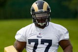 EARTH CITY, MO - MAY 2: Jason Smith #77 of the St. Louis Rams looks on during a mini camp on May 2, 2009 at the Russell Training Center in Earth City, Missouri.  (Dilip Vishwanat/Getty Images)