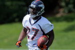 ENGLEWOOD, CO - JUNE 12:  First round draft pick running back Knowshon Moreno #27 of the Denver Broncos runs the ball during minicamp practice at the Broncos Dove Valley training facility on June 12, 2009 in Englewood, Colorado.  (Photo by Doug Pensinger/Getty Images)