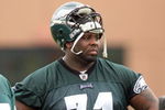 PHILADELPHIA - MAY 1: Offensive tackle Jason Peters #71 of the Philadelphia Eagles practices during minicamp at the NovaCare Complex on May 1, 2009 in Philadelphia, Pennsylvania. (Photo by Hunter Martin/Getty Images)