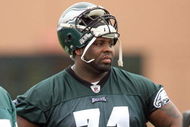 PHILADELPHIA - MAY 1: Offensive tackle Jason Peters #71 of the Philadelphia Eagles practices during minicamp at the NovaCare Complex on May 1, 2009 in Philadelphia, Pennsylvania. (Photo by Hunter Martin/Getty Images)